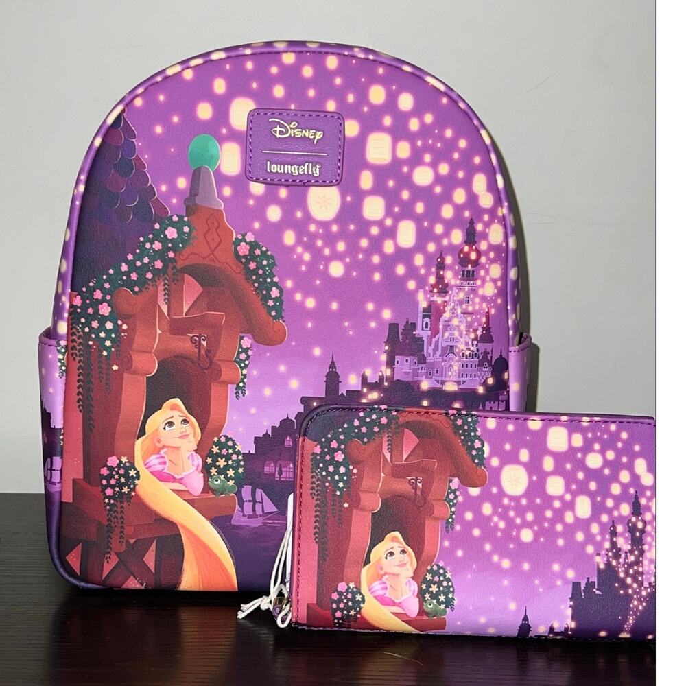 Loungefly Disney Tangled Rapunzel Lantern Night Mini Backpack Wallet Set